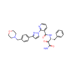 NC(=O)C(=O)[C@@H](Cc1ccccc1)NC(=O)c1cccnc1-n1ccc(-c2ccc(CN3CCOCC3)cc2)n1 ZINC000114055575