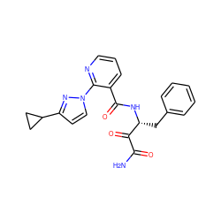 NC(=O)C(=O)[C@@H](Cc1ccccc1)NC(=O)c1cccnc1-n1ccc(C2CC2)n1 ZINC001772613063