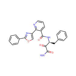 NC(=O)C(=O)[C@H](Cc1ccccc1)NC(=O)c1cccnc1-c1coc(-c2ccccc2)n1 ZINC000143238154