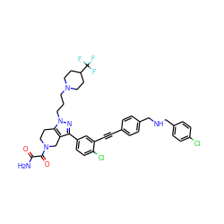 NC(=O)C(=O)N1CCc2c(c(-c3ccc(Cl)c(C#Cc4ccc(CNCc5ccc(Cl)cc5)cc4)c3)nn2CCCN2CCC(C(F)(F)F)CC2)C1 ZINC000095595770