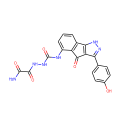 NC(=O)C(=O)NNC(=O)Nc1cccc2c1C(=O)c1c(-c3ccc(O)cc3)n[nH]c1-2 ZINC000653698617