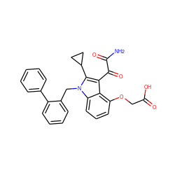 NC(=O)C(=O)c1c(C2CC2)n(Cc2ccccc2-c2ccccc2)c2cccc(OCC(=O)O)c12 ZINC000001543786