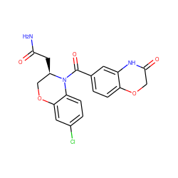 NC(=O)C[C@@H]1COc2cc(Cl)ccc2N1C(=O)c1ccc2c(c1)NC(=O)CO2 ZINC001772631469