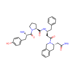 NC(=O)C[C@@H]1Cc2ccccc2CN1C(=O)C[C@H](Cc1ccccc1)NC(=O)[C@@H]1CCCN1C(=O)[C@@H](N)Cc1ccc(O)cc1 ZINC000096921471