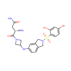 NC(=O)C[C@H](N)C(=O)N1CC(Nc2ccc3c(c2)CN(S(=O)(=O)c2ccc(O)cc2O)C3)C1 ZINC001772616841