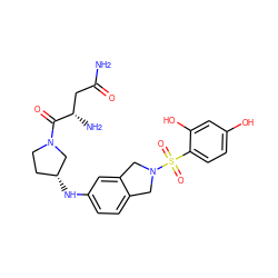 NC(=O)C[C@H](N)C(=O)N1CC[C@@H](Nc2ccc3c(c2)CN(S(=O)(=O)c2ccc(O)cc2O)C3)C1 ZINC001772628411