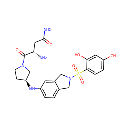 NC(=O)C[C@H](N)C(=O)N1CC[C@H](Nc2ccc3c(c2)CN(S(=O)(=O)c2ccc(O)cc2O)C3)C1 ZINC001772610414