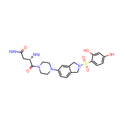 NC(=O)C[C@H](N)C(=O)N1CCN(c2ccc3c(c2)CN(S(=O)(=O)c2ccc(O)cc2O)C3)CC1 ZINC001772633985