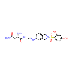 NC(=O)C[C@H](N)C(=O)NCCNc1ccc2c(c1)CN(S(=O)(=O)c1ccc(O)cc1O)C2 ZINC001772578107