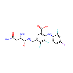 NC(=O)C[C@H](N)C(=O)NCc1cc(C(=O)O)c(Nc2ccc(I)cc2F)c(F)c1F ZINC000042877806