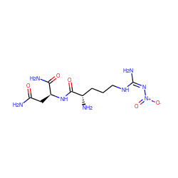 NC(=O)C[C@H](NC(=O)[C@@H](N)CCCN/C(N)=N\[N+](=O)[O-])C(N)=O ZINC000026951411