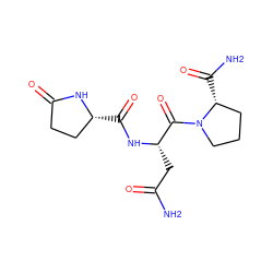 NC(=O)C[C@H](NC(=O)[C@@H]1CCC(=O)N1)C(=O)N1CCC[C@H]1C(N)=O ZINC000136769425