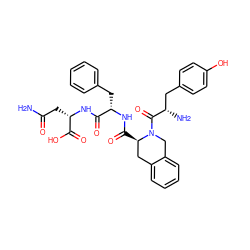 NC(=O)C[C@H](NC(=O)[C@H](Cc1ccccc1)NC(=O)[C@@H]1Cc2ccccc2CN1C(=O)[C@@H](N)Cc1ccc(O)cc1)C(=O)O ZINC000027557917