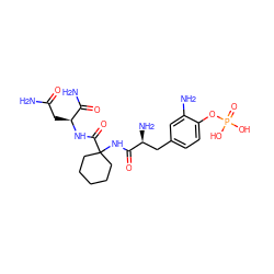 NC(=O)C[C@H](NC(=O)C1(NC(=O)[C@@H](N)Cc2ccc(OP(=O)(O)O)c(N)c2)CCCCC1)C(N)=O ZINC000029462757