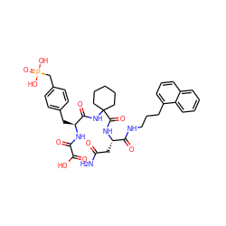 NC(=O)C[C@H](NC(=O)C1(NC(=O)[C@H](Cc2ccc(CP(=O)(O)O)cc2)NC(=O)C(=O)O)CCCCC1)C(=O)NCCCc1cccc2ccccc12 ZINC000003916148