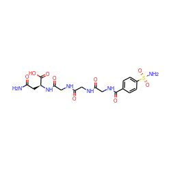 NC(=O)C[C@H](NC(=O)CNC(=O)CNC(=O)CNC(=O)c1ccc(S(N)(=O)=O)cc1)C(=O)O ZINC000027637923