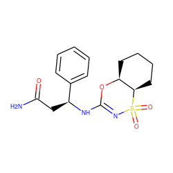 NC(=O)C[C@H](NC1=NS(=O)(=O)[C@@H]2CCCC[C@@H]2O1)c1ccccc1 ZINC000096273959