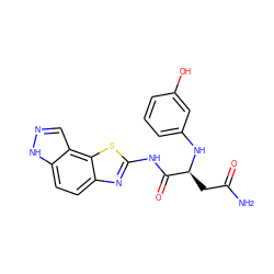 NC(=O)C[C@H](Nc1cccc(O)c1)C(=O)Nc1nc2ccc3[nH]ncc3c2s1 ZINC000202049232