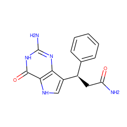 NC(=O)C[C@H](c1ccccc1)c1c[nH]c2c(=O)[nH]c(N)nc12 ZINC000000008393