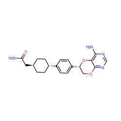 NC(=O)C[C@H]1CC[C@H](c2ccc([C@H]3COc4ncnc(N)c4O3)cc2)CC1 ZINC000253805144