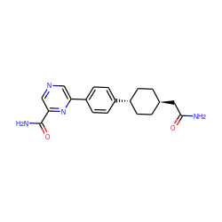 NC(=O)C[C@H]1CC[C@H](c2ccc(-c3cncc(C(N)=O)n3)cc2)CC1 ZINC000254133762