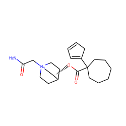 NC(=O)C[N+]12CCC(CC1)[C@@H](OC(=O)C1(C3=CC=CC3)CCCCCC1)C2 ZINC000103288778