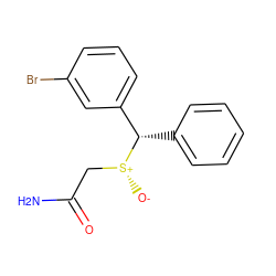 NC(=O)C[S@@+]([O-])[C@@H](c1ccccc1)c1cccc(Br)c1 ZINC000103246729