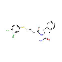 NC(=O)C1(NC(=O)CCCSc2ccc(Cl)c(Cl)c2)Cc2ccccc2C1 ZINC000026386628