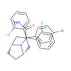 NC(=O)C1(c2ccc(Br)cc2)C[C@@H]2CC[C@H](C1)N2C(c1ccccc1Cl)c1ccccc1Cl ZINC000042851978