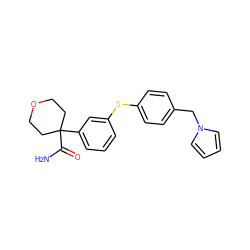 NC(=O)C1(c2cccc(Sc3ccc(Cn4cccc4)cc3)c2)CCOCC1 ZINC000001485547