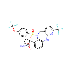 NC(=O)C1(c2cccc3c2N(S(=O)(=O)c2ccc(OC(F)(F)F)cc2)Cc2ccc(C(F)(F)F)nc2N3)CCC1 ZINC000084633068