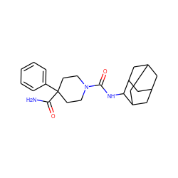 NC(=O)C1(c2ccccc2)CCN(C(=O)NC2C3CC4CC(C3)CC2C4)CC1 ZINC000045388239