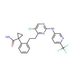 NC(=O)C1(c2ccccc2CCc2nc(Nc3ccc(C(F)(F)F)nc3)ncc2Cl)CC1 ZINC000211085525