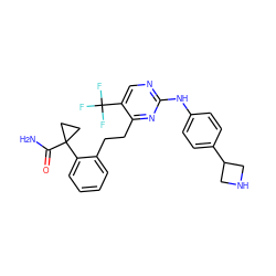 NC(=O)C1(c2ccccc2CCc2nc(Nc3ccc(C4CNC4)cc3)ncc2C(F)(F)F)CC1 ZINC000211079867