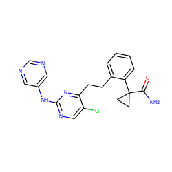 NC(=O)C1(c2ccccc2CCc2nc(Nc3cncnc3)ncc2Cl)CC1 ZINC000211085689