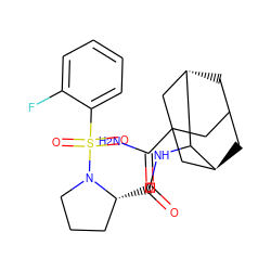 NC(=O)C12CC3C[C@@H](C1)C(NC(=O)[C@@H]1CCCN1S(=O)(=O)c1ccccc1F)[C@@H](C3)C2 ZINC000169306164