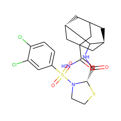 NC(=O)C12CC3C[C@@H](C1)C(NC(=O)[C@@H]1SCCN1S(=O)(=O)c1ccc(Cl)c(Cl)c1)[C@@H](C3)C2 ZINC000169306258