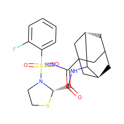 NC(=O)C12CC3C[C@@H](C1)C(NC(=O)[C@@H]1SCCN1S(=O)(=O)c1ccccc1F)[C@@H](C3)C2 ZINC000169306459