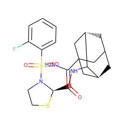 NC(=O)C12CC3C[C@@H](C1)C(NC(=O)[C@H]1SCCN1S(=O)(=O)c1ccccc1F)[C@@H](C3)C2 ZINC000169306460