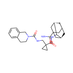 NC(=O)C12CC3C[C@@H](C1)C(NC(=O)C1(CNC(=O)N4CCc5ccccc5C4)CC1)[C@@H](C3)C2 ZINC001772585064