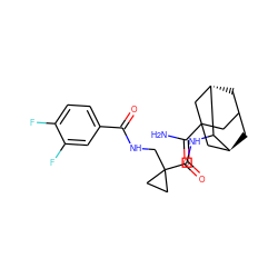 NC(=O)C12CC3C[C@@H](C1)C(NC(=O)C1(CNC(=O)c4ccc(F)c(F)c4)CC1)[C@@H](C3)C2 ZINC001772651500