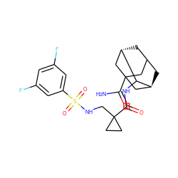 NC(=O)C12CC3C[C@@H](C1)C(NC(=O)C1(CNS(=O)(=O)c4cc(F)cc(F)c4)CC1)[C@@H](C3)C2 ZINC001772653311