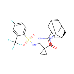 NC(=O)C12CC3C[C@@H](C1)C(NC(=O)C1(CNS(=O)(=O)c4ccc(F)cc4C(F)(F)F)CC1)[C@@H](C3)C2 ZINC001772569773