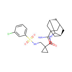 NC(=O)C12CC3C[C@@H](C1)C(NC(=O)C1(CNS(=O)(=O)c4cccc(Cl)c4)CC1)[C@@H](C3)C2 ZINC001772645300