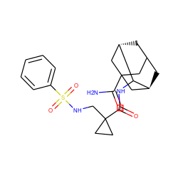 NC(=O)C12CC3C[C@@H](C1)C(NC(=O)C1(CNS(=O)(=O)c4ccccc4)CC1)[C@@H](C3)C2 ZINC001772576422