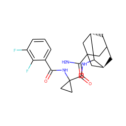 NC(=O)C12CC3C[C@@H](C1)C(NC(=O)C1(NC(=O)c4cccc(F)c4F)CC1)[C@@H](C3)C2 ZINC001772601853