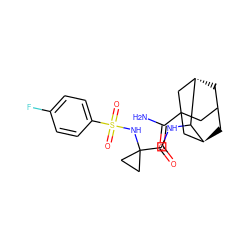 NC(=O)C12CC3C[C@@H](C1)C(NC(=O)C1(NS(=O)(=O)c4ccc(F)cc4)CC1)[C@@H](C3)C2 ZINC001772617031