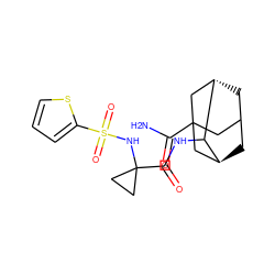 NC(=O)C12CC3C[C@@H](C1)C(NC(=O)C1(NS(=O)(=O)c4cccs4)CC1)[C@@H](C3)C2 ZINC001772632423