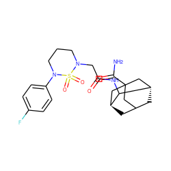 NC(=O)C12CC3C[C@@H](C1)C(NC(=O)CN1CCCN(c4ccc(F)cc4)S1(=O)=O)[C@@H](C3)C2 ZINC000101508895