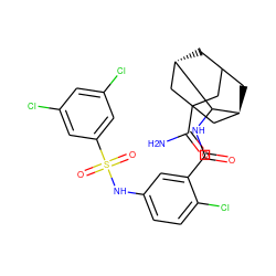 NC(=O)C12CC3C[C@@H](C1)C(NC(=O)c1cc(NS(=O)(=O)c4cc(Cl)cc(Cl)c4)ccc1Cl)[C@@H](C3)C2 ZINC001772631341